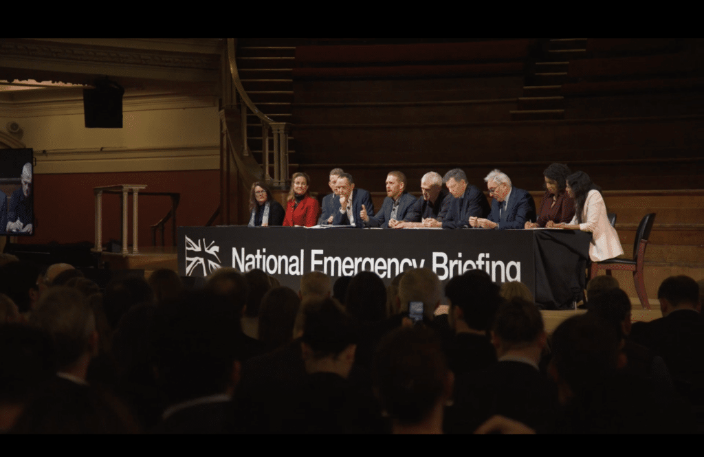 A group of scientists at the National Emergency Briefing