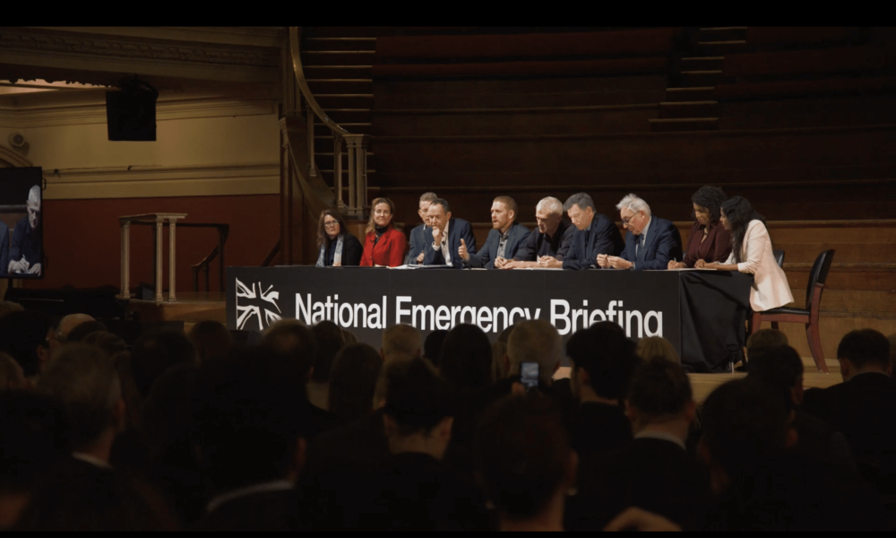 A group of scientists at the National Emergency Briefing