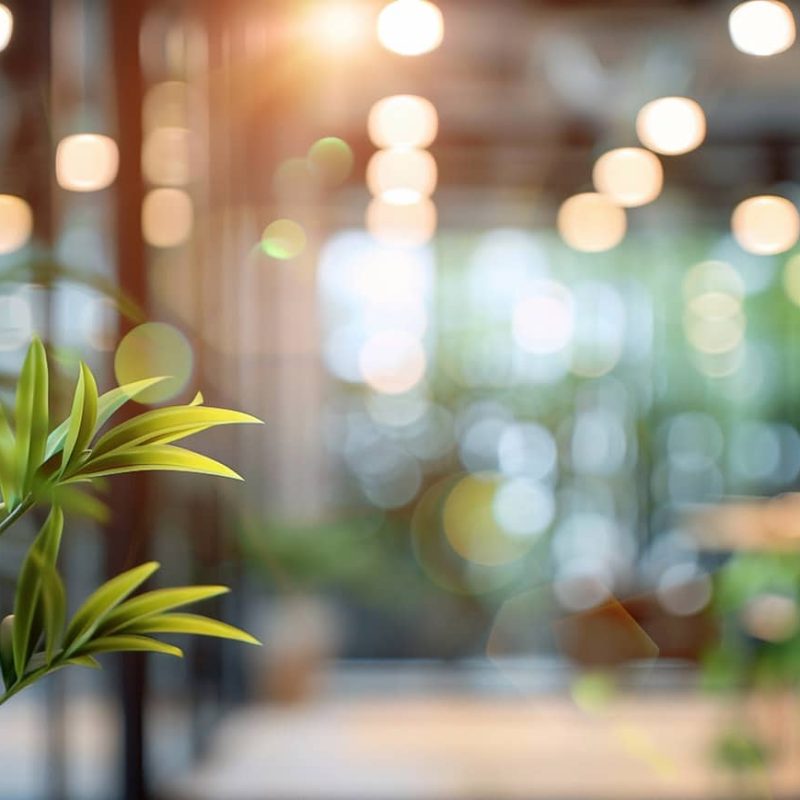 Business office without people in blurred bokeh background